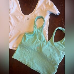 White and Mint Green Athletic Tank Tops
